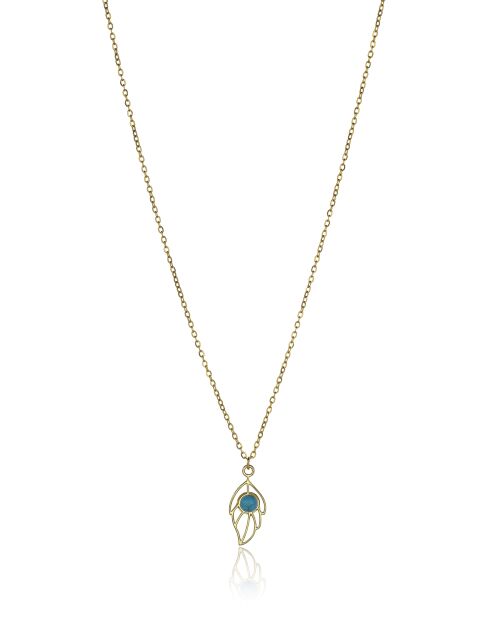 Collier en Acier, turquoise Xavière doré/bleu clair