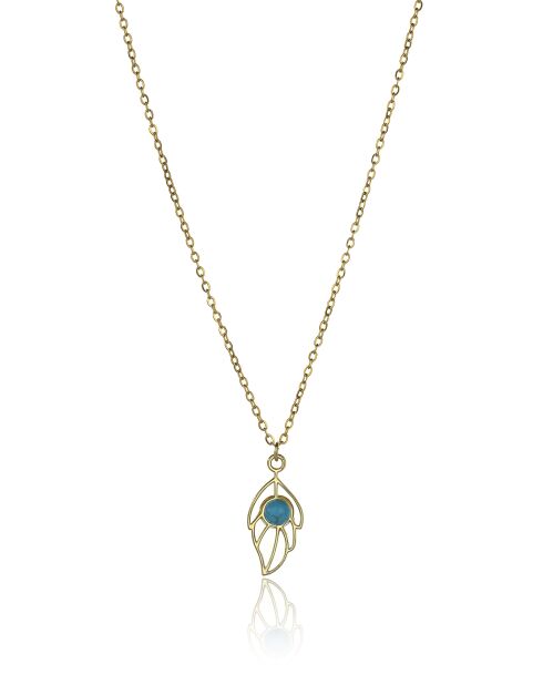 Collier en Acier, turquoise Xavière doré/bleu clair
