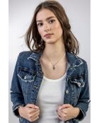 Collier en Acier, turquoise Xavière doré/bleu clair