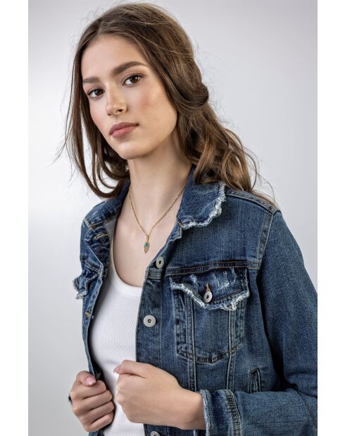 Collier en Acier, turquoise Xavière doré/bleu clair