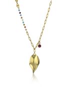 Collier en Acier, cristaux Séverine doré/mélange
