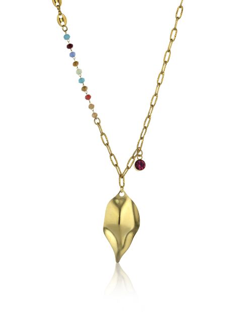 Collier en Acier, cristaux Séverine doré/mélange
