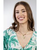 Collier en Acier, cristaux Séverine doré/mélange