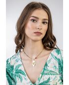 Collier en Acier, cristaux Séverine doré/mélange
