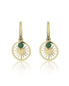 Boucles d'oreilles Callie en acier plaqué or jaune et cristal doré/vert