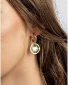 Boucles d'oreilles Callie en acier plaqué or jaune et cristal doré/vert