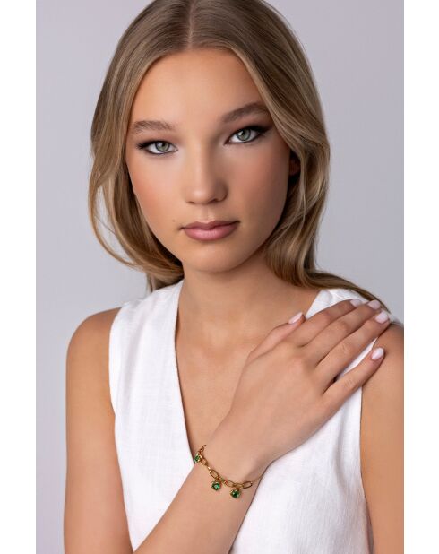 Bracelet en Acier et zircon Magali doré