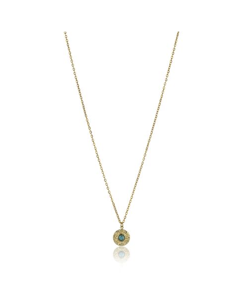 Collana Kaylee in acciaio placcato oro giallo e oro/turchese azzurro