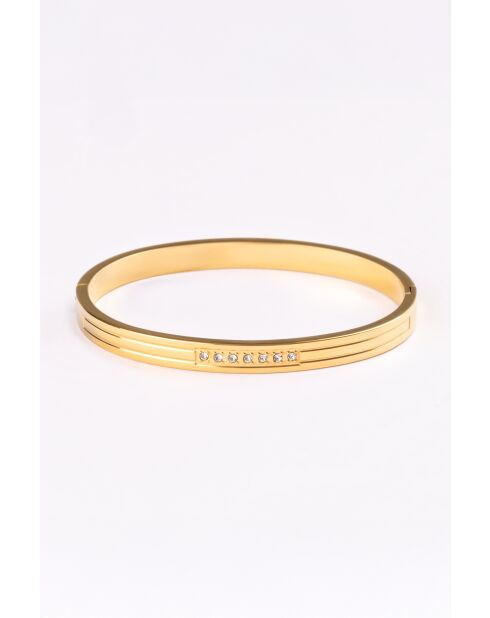 Bracelet en Acier et zircon Ludivine doré