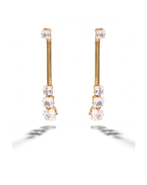 Boucles d'oreilles en Acier et zircon Ingrid dorées