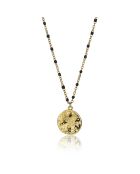 Collar Genevieve de acero bañado en oro amarillo y esmalte dorado/negro