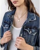 Collar Genevieve de acero bañado en oro amarillo y esmalte dorado/negro