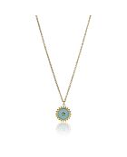 Collana Magnolia in acciaio placcato oro giallo e smalto oro/azzurro