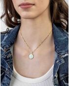 Collana Magnolia in acciaio placcato oro giallo e smalto oro/azzurro