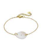 Bracelet en Acier, coquillage d'eau douce et zircon Victoire doré