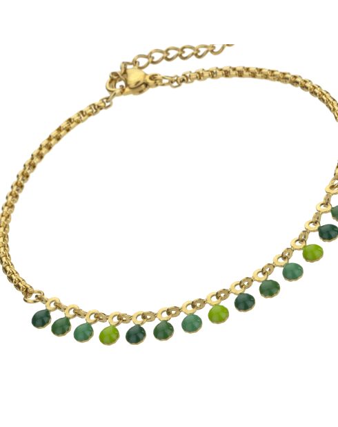 Bracelet en Acier, émail Tiphaine doré/vert