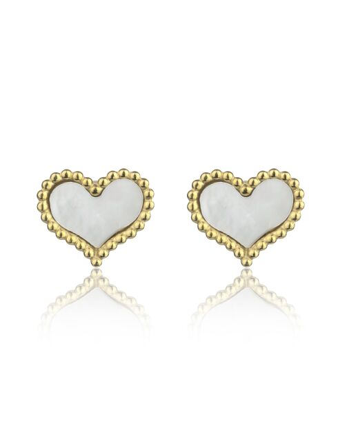 Boucles d'oreilles en Acier Roxane dorées/ blanc nacré