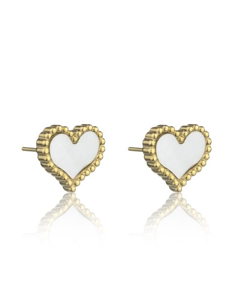 Boucles d'oreilles en Acier Roxane dorées/ blanc nacré
