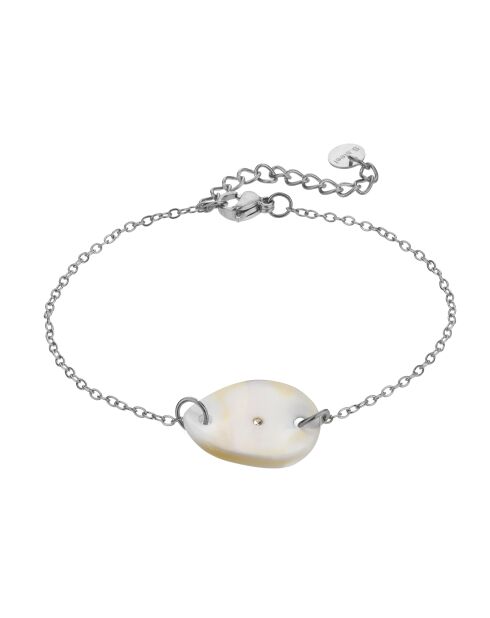 Bracelet en Acier, coquillage d'eau douce, zircon Wendy argenté
