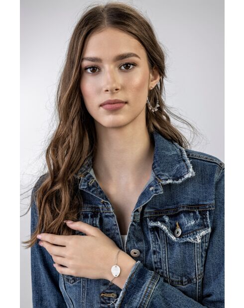 Bracelet en Acier, coquillage d'eau douce, zircon Wendy argenté
