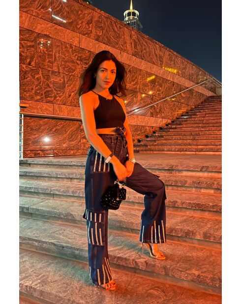 Jeans en coton Cargo strass