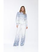 Pantalon en lin mélangé Cassandra persian blue