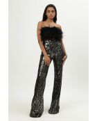 Pantalon en coton Nadia sequins dore
