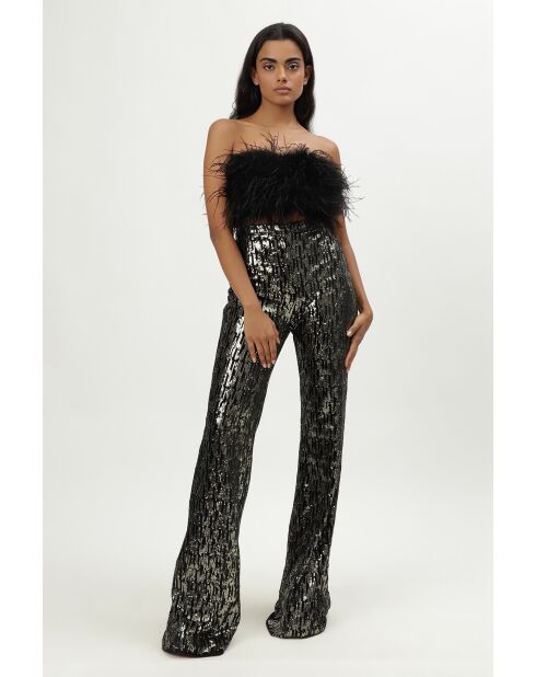 Pantalon en coton Nadia sequins dore