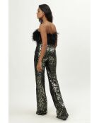 Pantalon en coton Nadia sequins dore