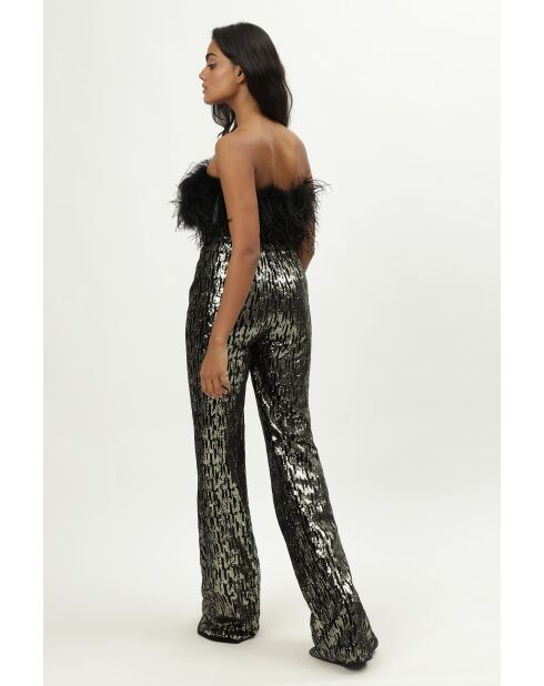 Pantalon en coton Nadia sequins dore