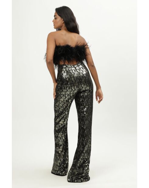 Pantalon en coton Nadia sequins dore
