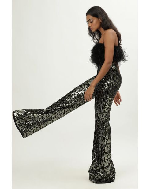 Pantalon en coton Nadia sequins dore