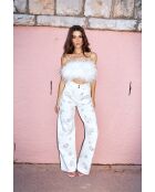 Jeans en coton Lara paisley blanc