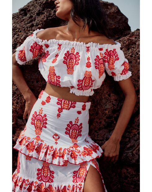 Top en coton Jenna topaz rouge