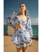 Top en coton Aleks broderie bleu