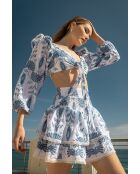 Top en coton Aleks broderie bleu