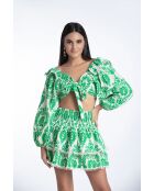 Top en coton Aleksandra broderie vert