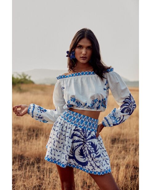 Top en coton Rosa blue palm tree