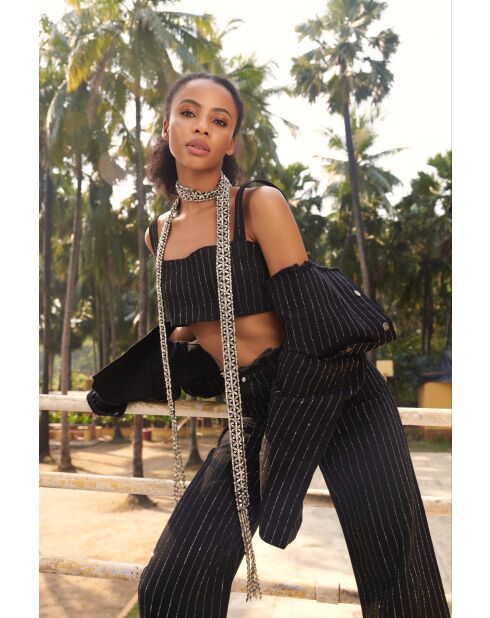 Bra en coton Top strass noir