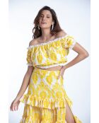 Top en coton Jenna broderie jaune