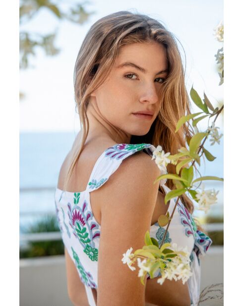 Top en coton Lili topaz bleu