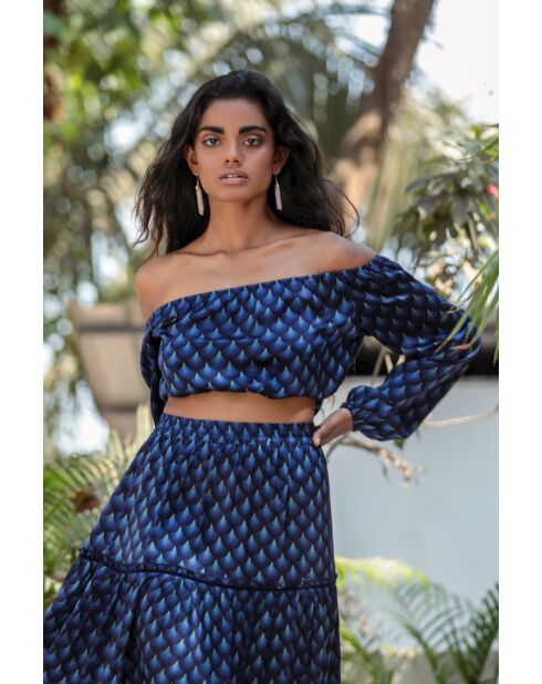 Crop Top Joana soie peacock