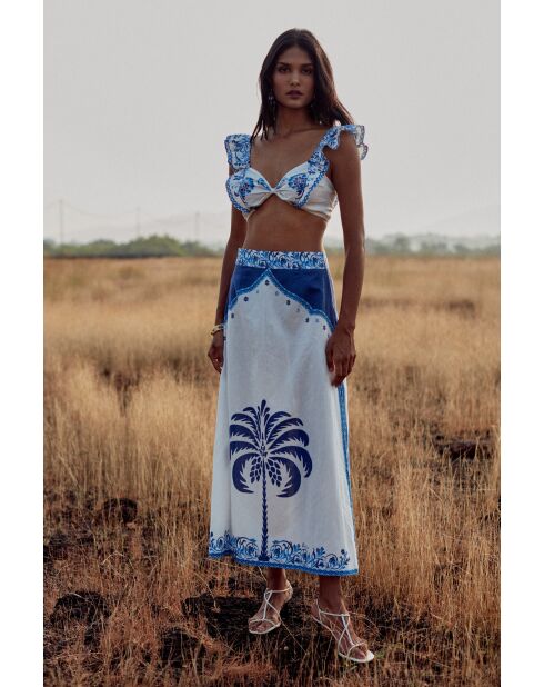 Top en coton Zoe blue palm tree