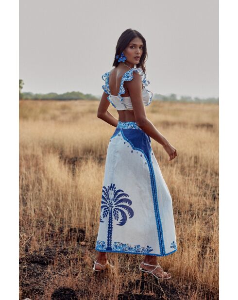 Top en coton Zoe blue palm tree