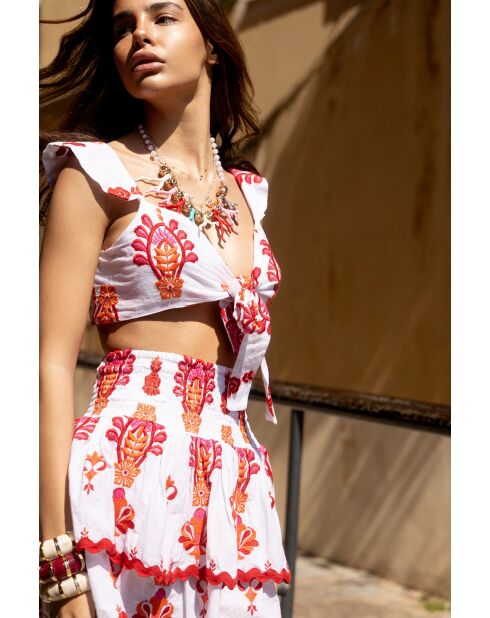 Top en coton Lili topaz rouge