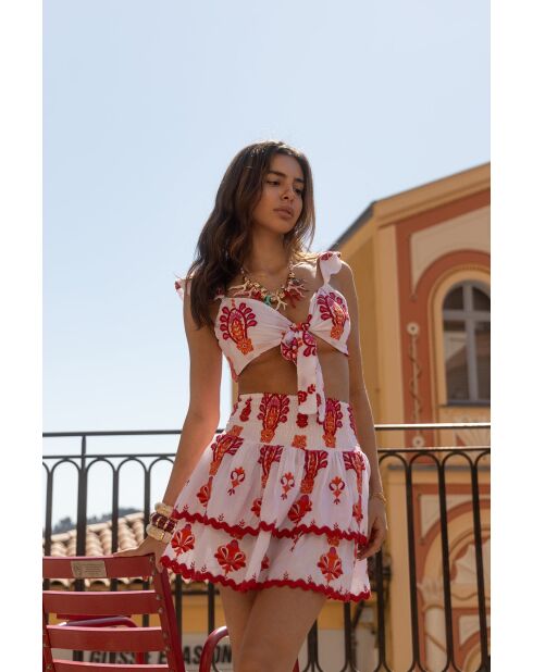 Top en coton Lili topaz rouge