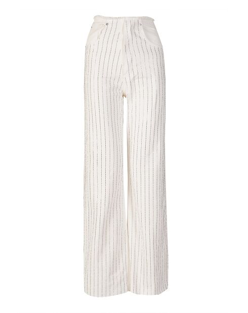 Jeans en coton Scarlett strass blanc
