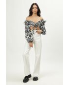 Jeans en coton Scarlett strass blanc