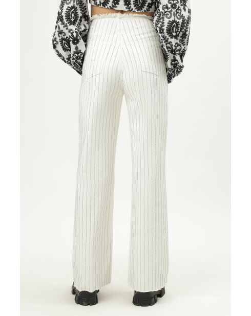 Jeans en coton Scarlett strass blanc