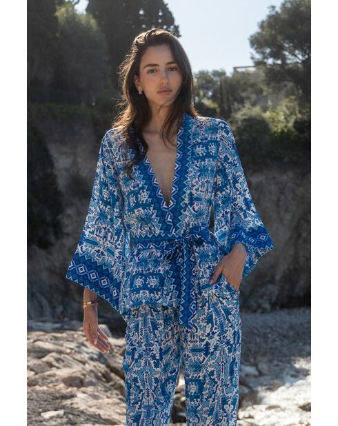 Kimono Dalia bleu aztec